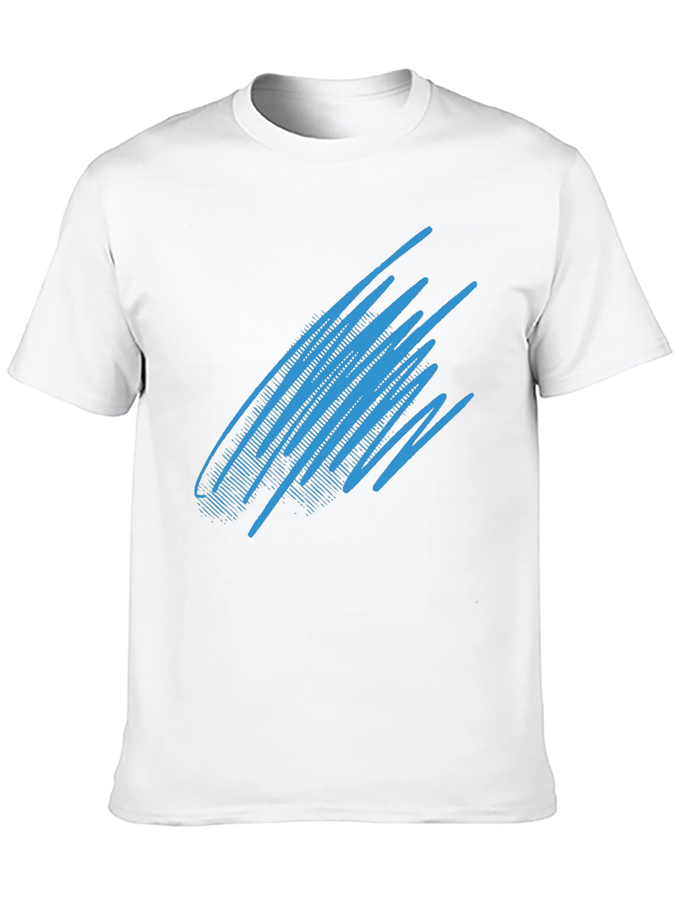 Abstract Blue Line Graphic Black T-Shirt