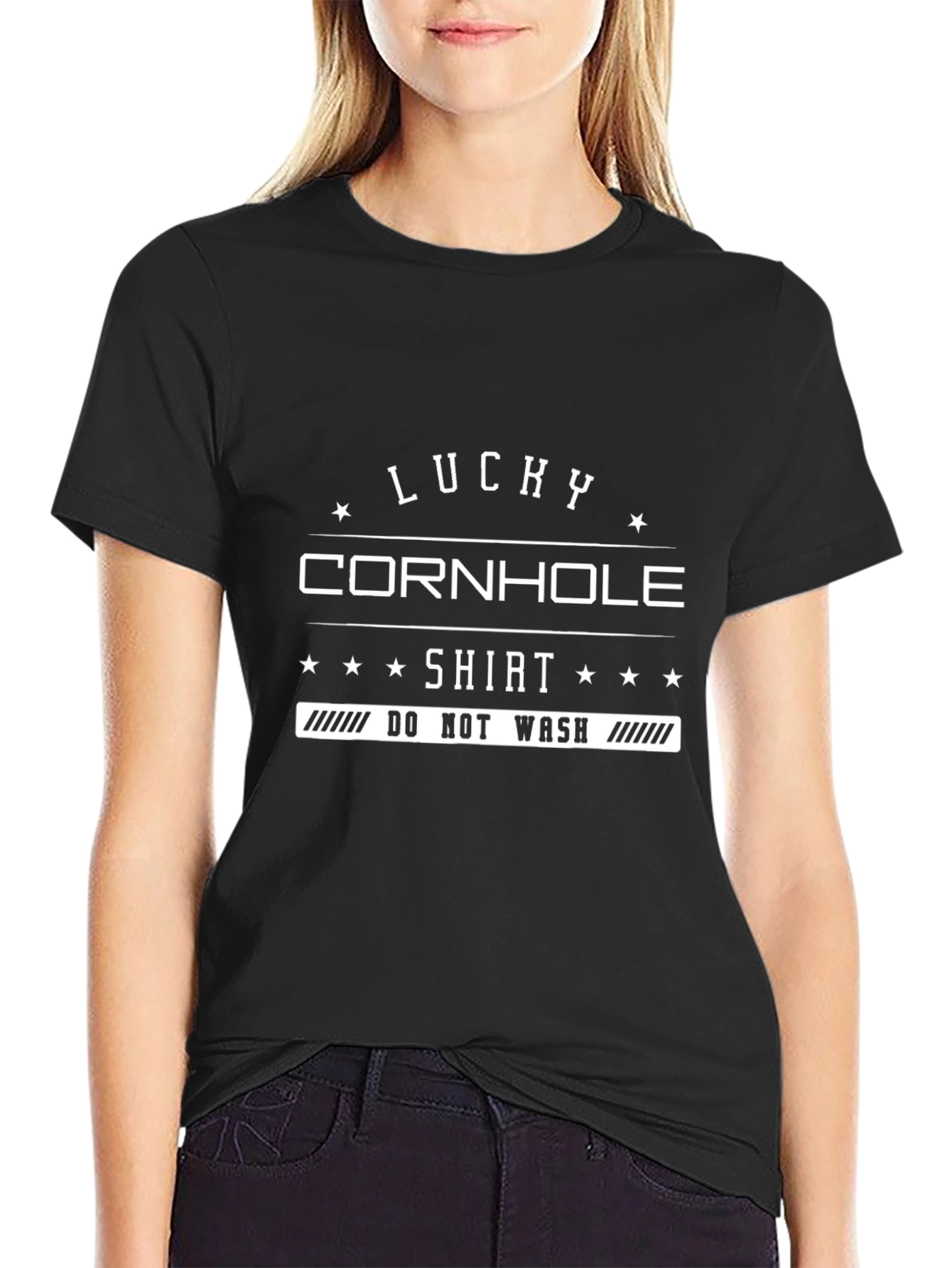 Lucky Cornhole Shirt - Black Graphic Tee