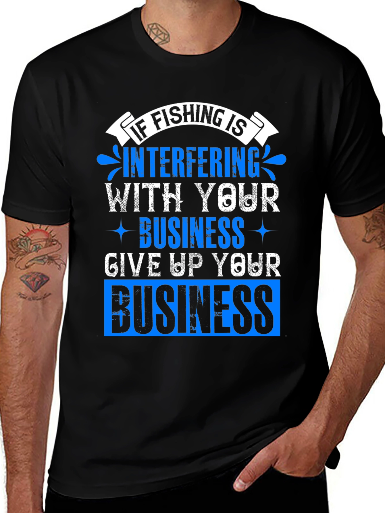 Fishing Interference Graphic Tee - Black