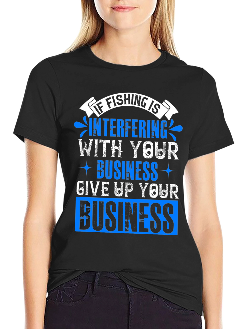 Fishing Interference Graphic Tee - Black