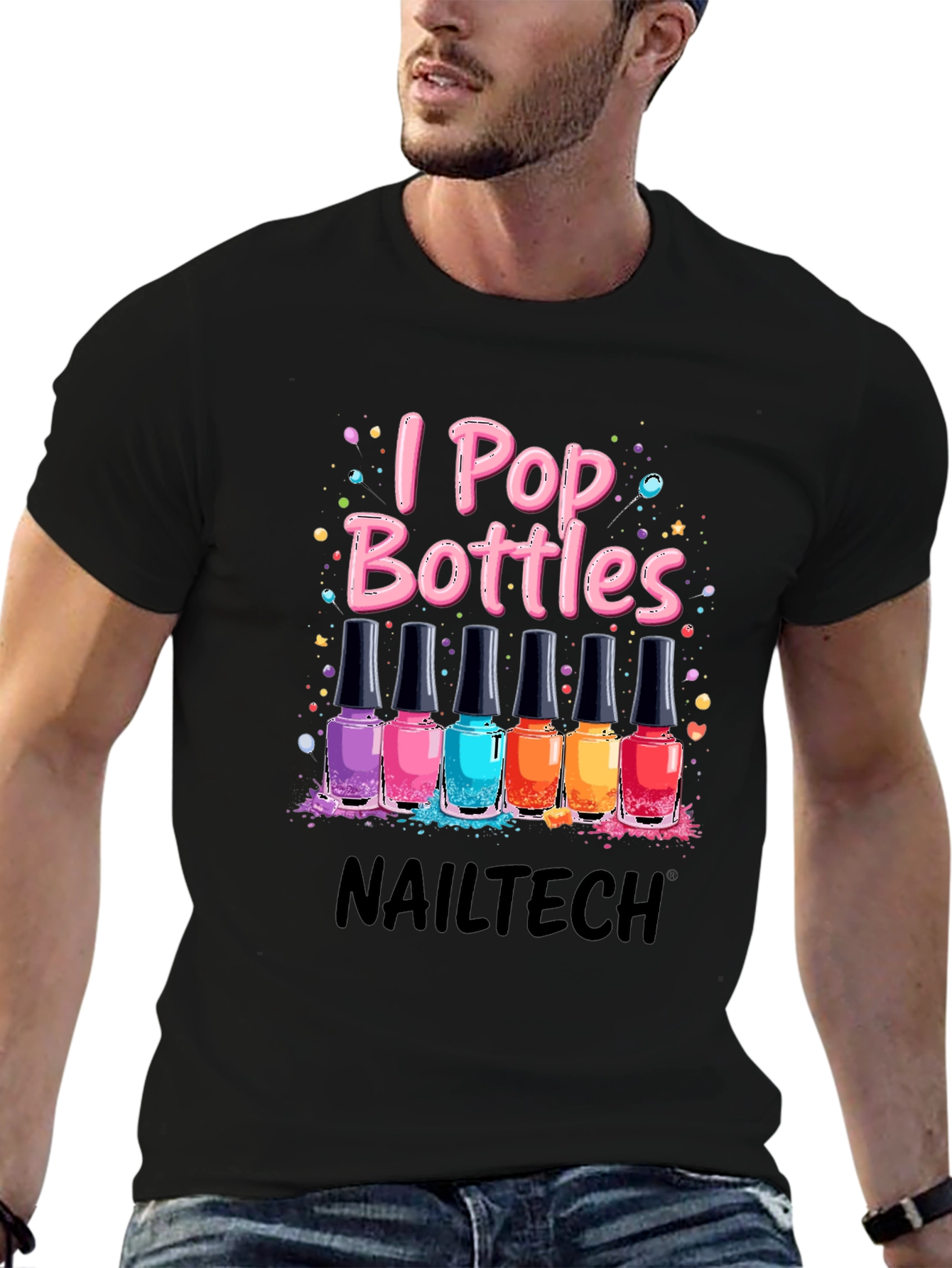 I Pop Bottles Nail Tech T-Shirt