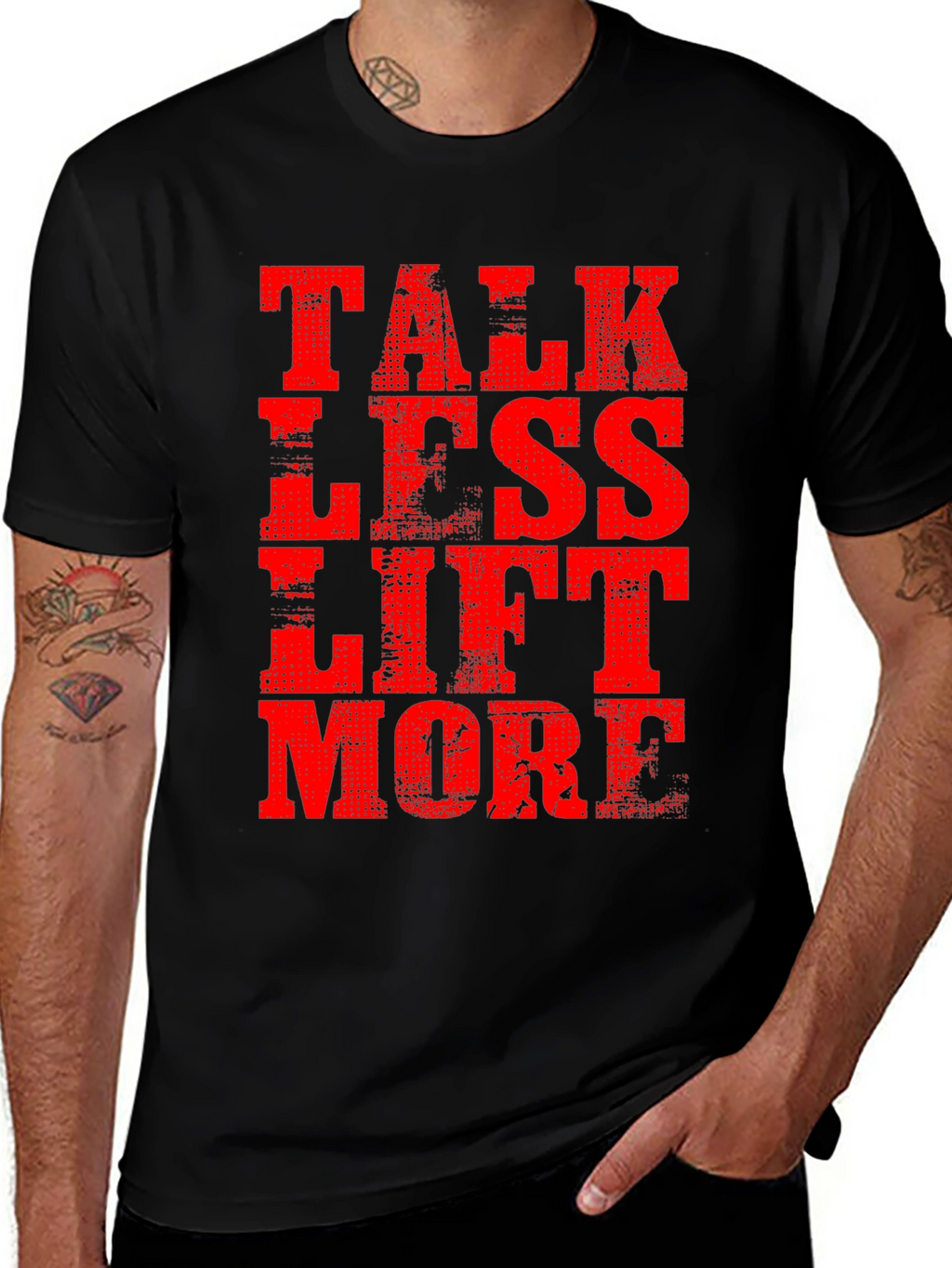 Talk Less Lift More Mens Black T-Shirt
