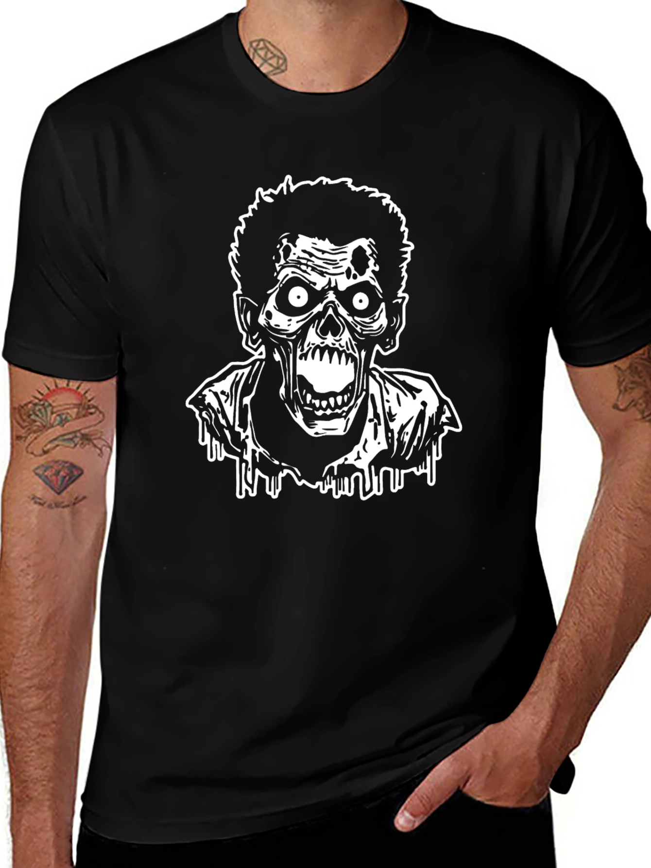 Zombie Graphic Tee - Black Cotton T-Shirt