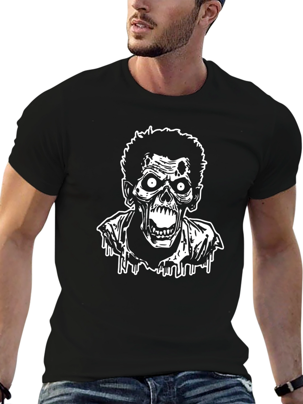 Zombie Graphic Tee - Black Cotton T-Shirt