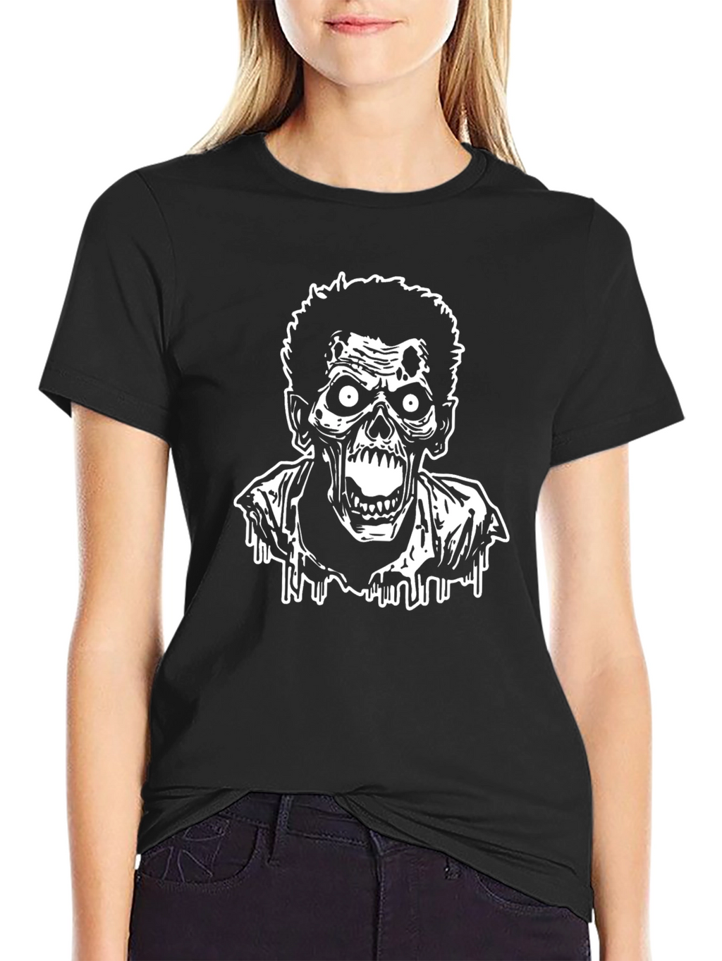 Zombie Graphic Tee - Black Cotton T-Shirt