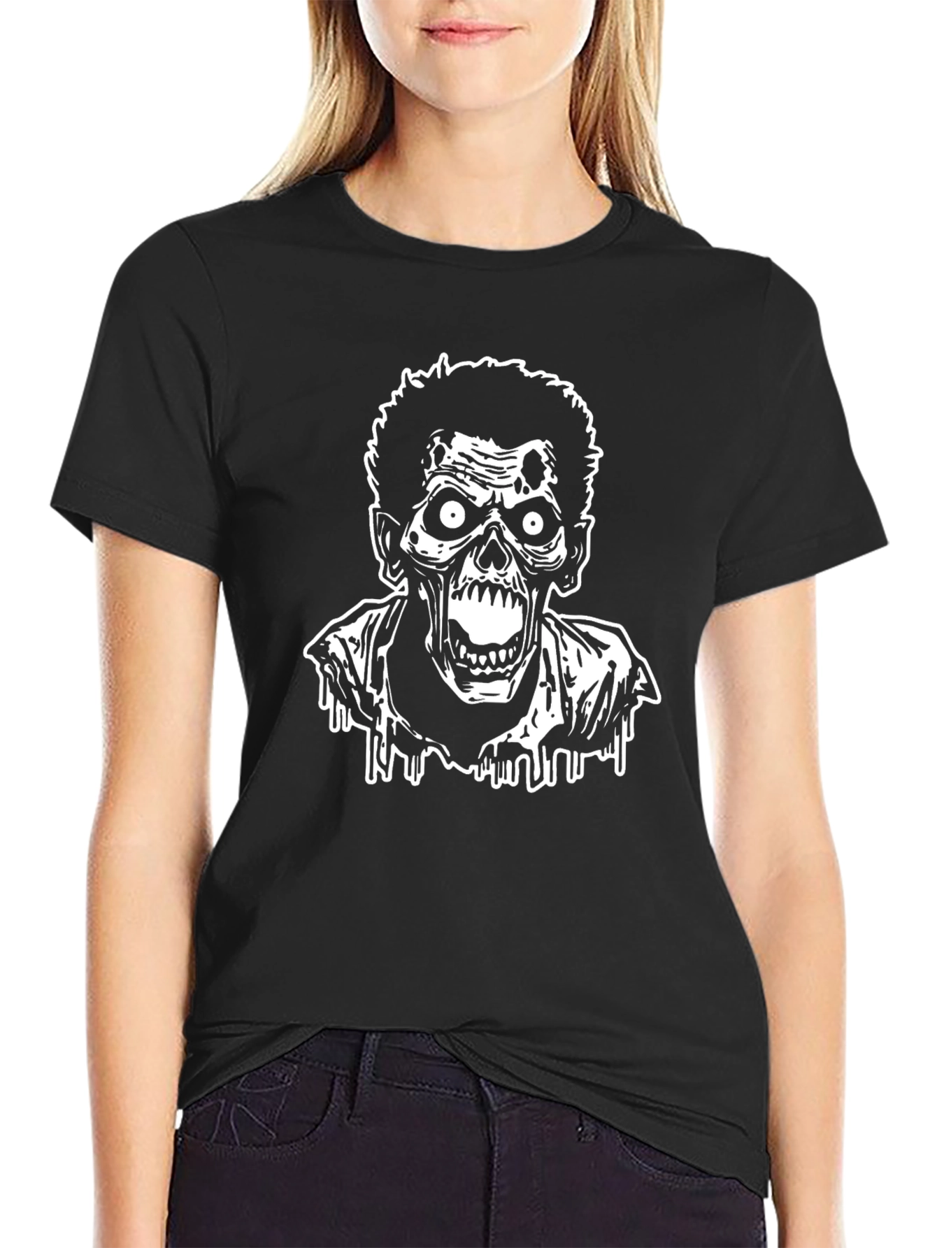 Zombie Graphic Tee - Black Cotton T-Shirt