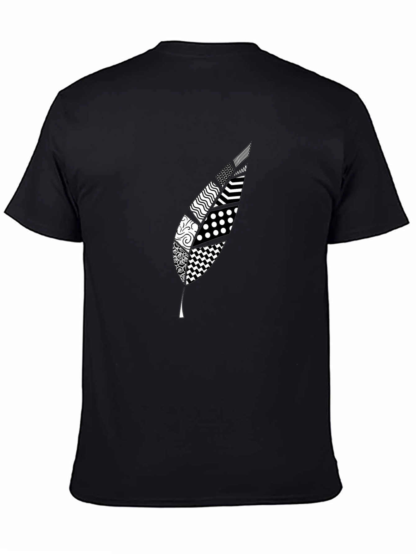 Stylish Feather Graphic Black T-Shirt