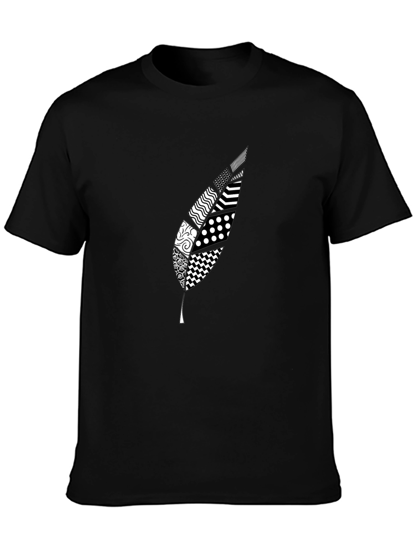 Stylish Feather Graphic Black T-Shirt
