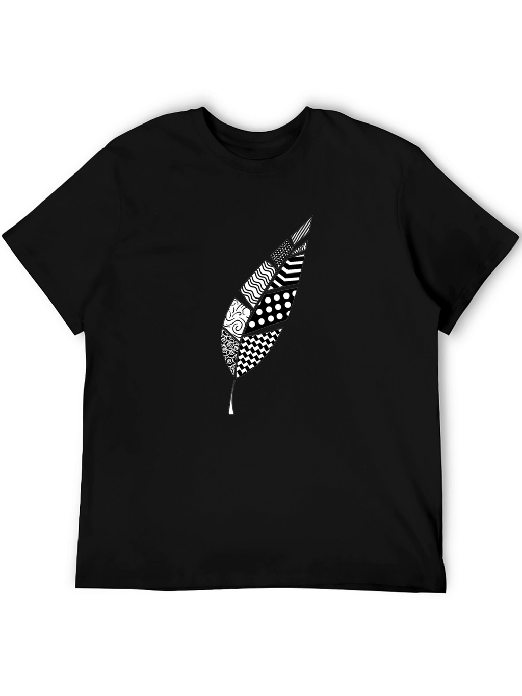 Stylish Feather Graphic Black T-Shirt