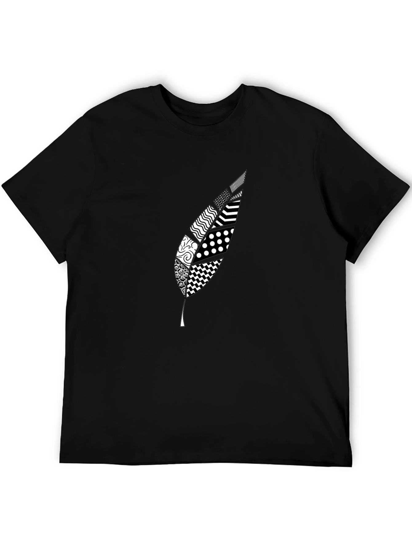 Stylish Feather Graphic Black T-Shirt