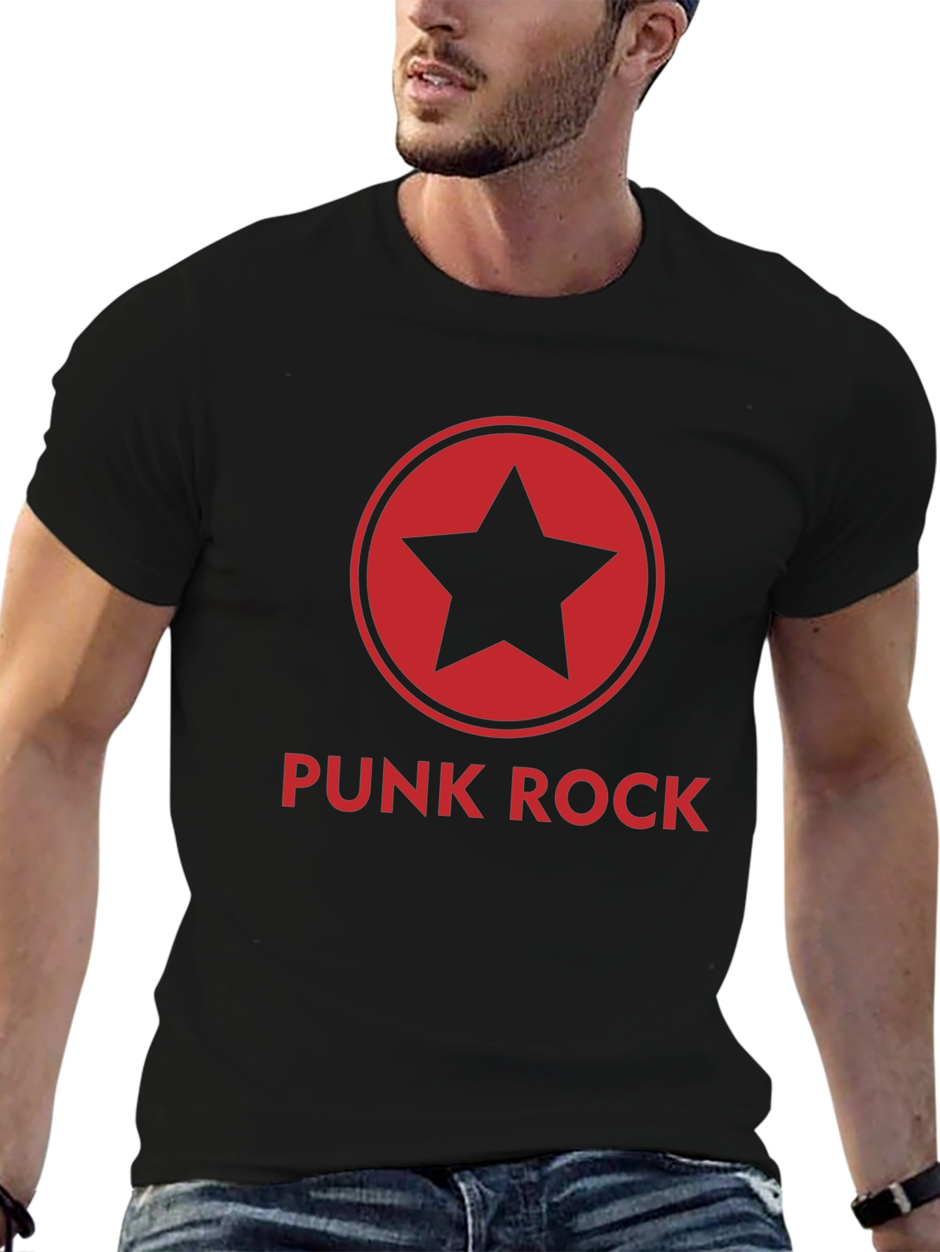 Punk Rock Star Graphic Tee - Black