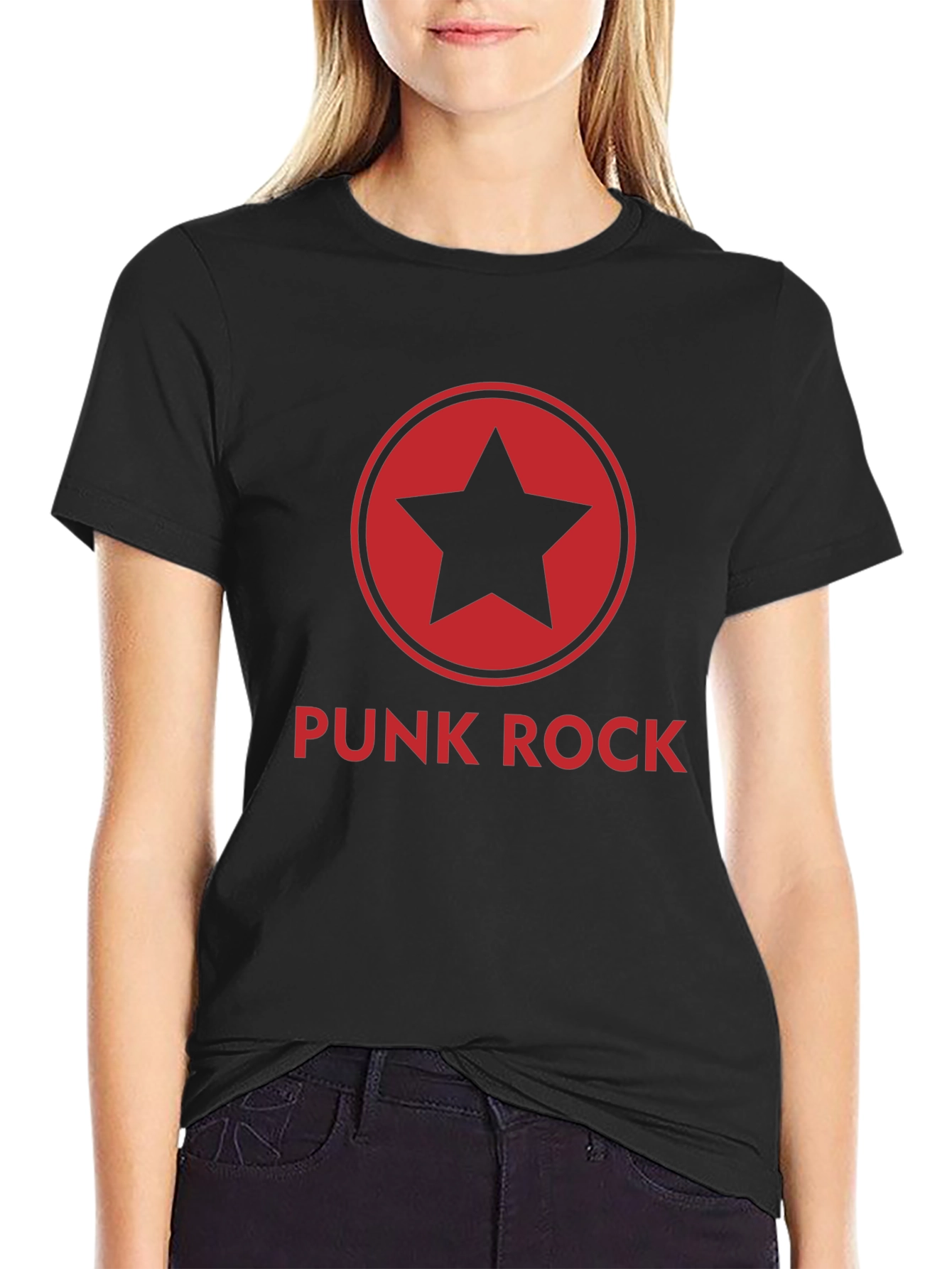Punk Rock Star Graphic Tee - Black