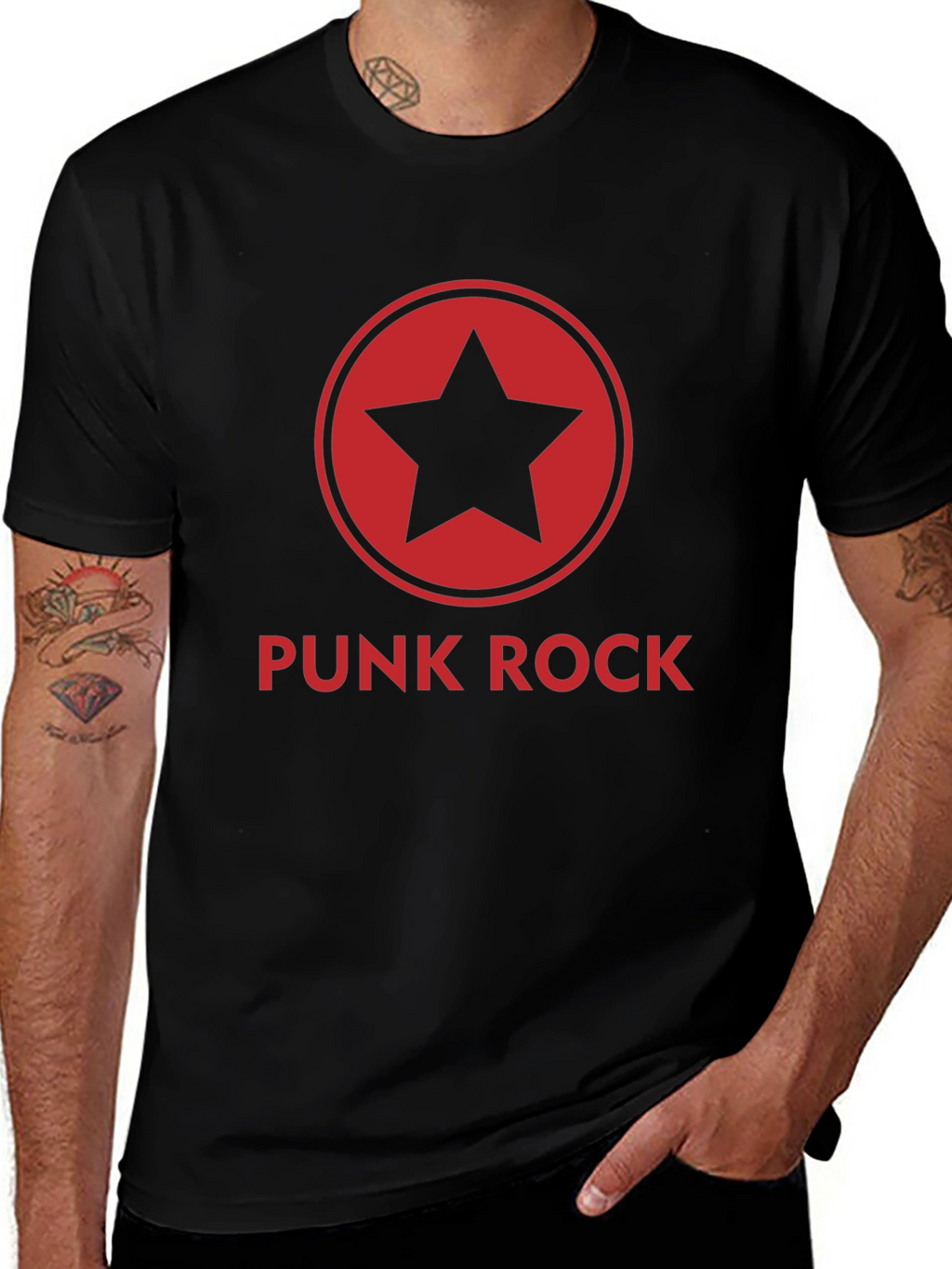 Punk Rock Star Graphic Tee - Black