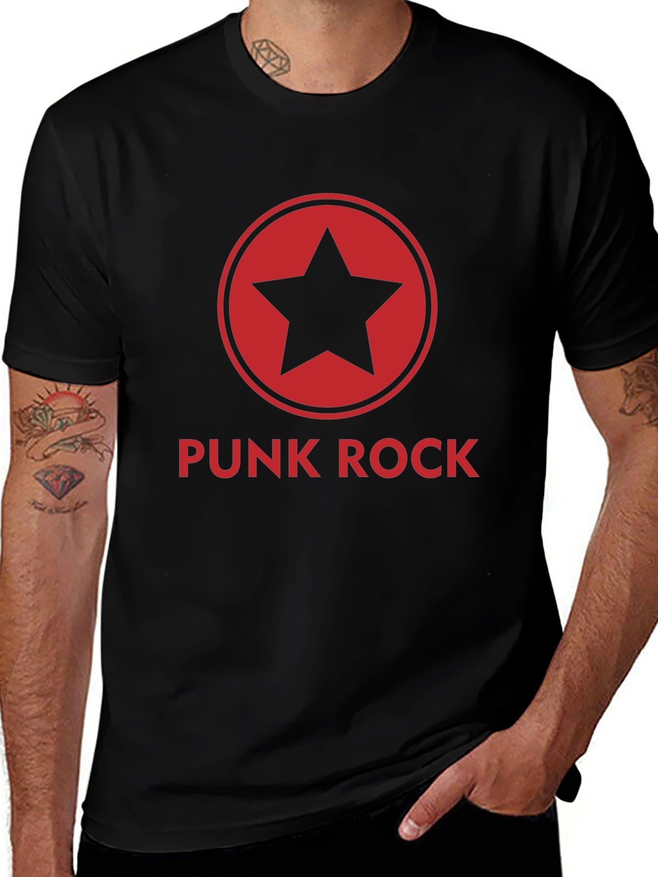 Punk Rock Star Graphic Tee - Black