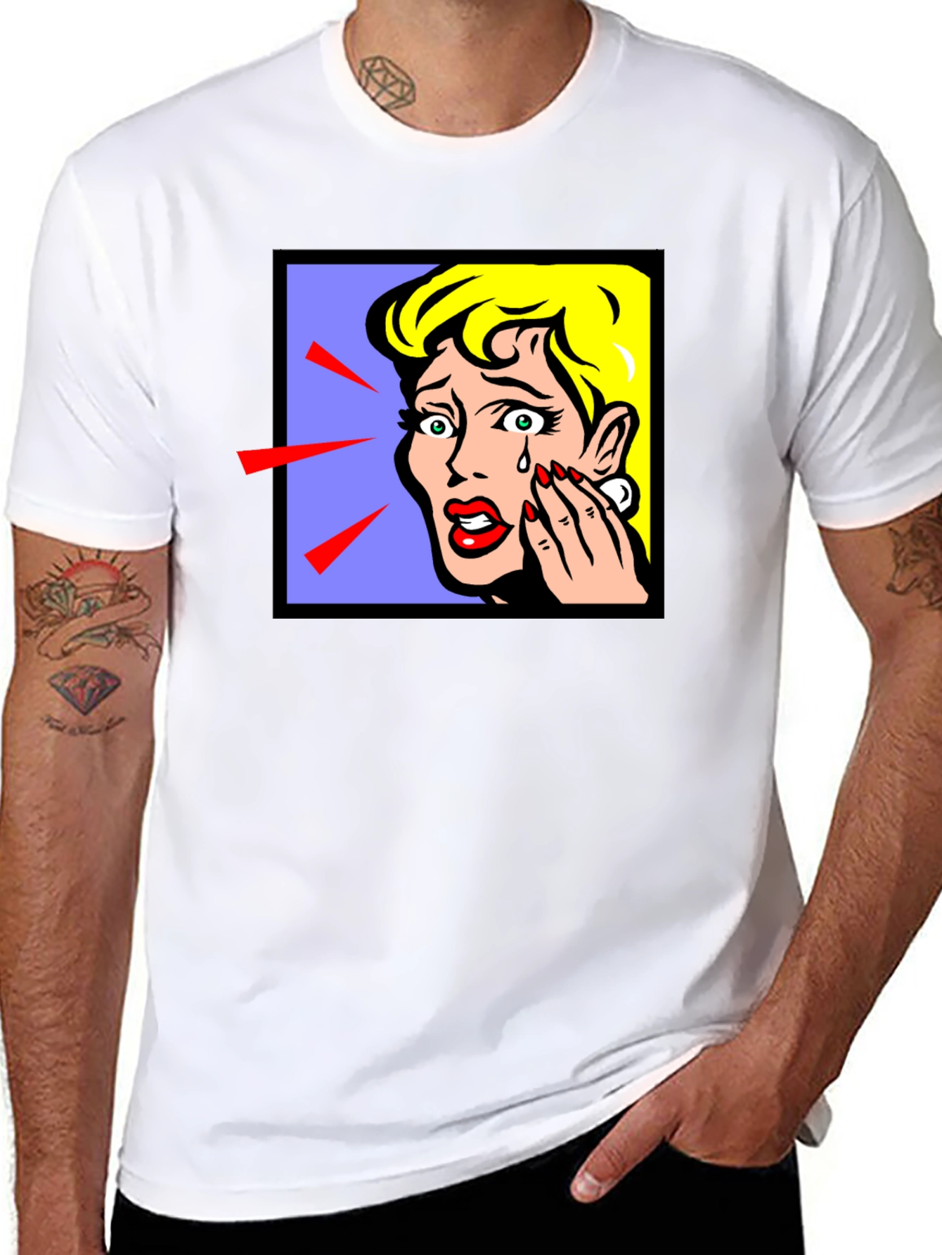 Pop Art Crying Woman Graphic T-Shirt