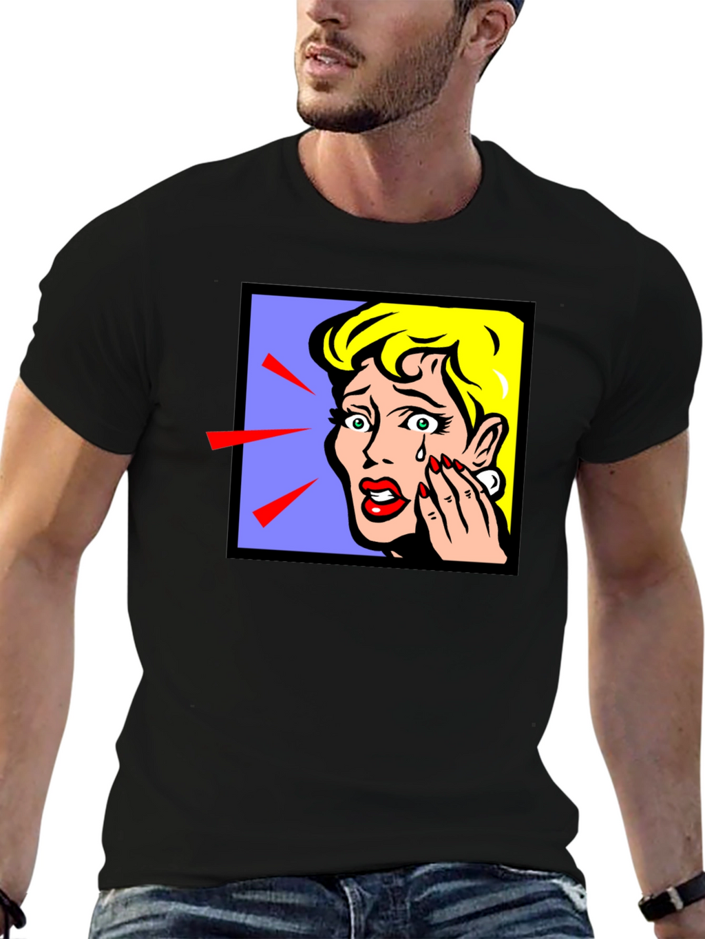 Pop Art Crying Woman Graphic T-Shirt