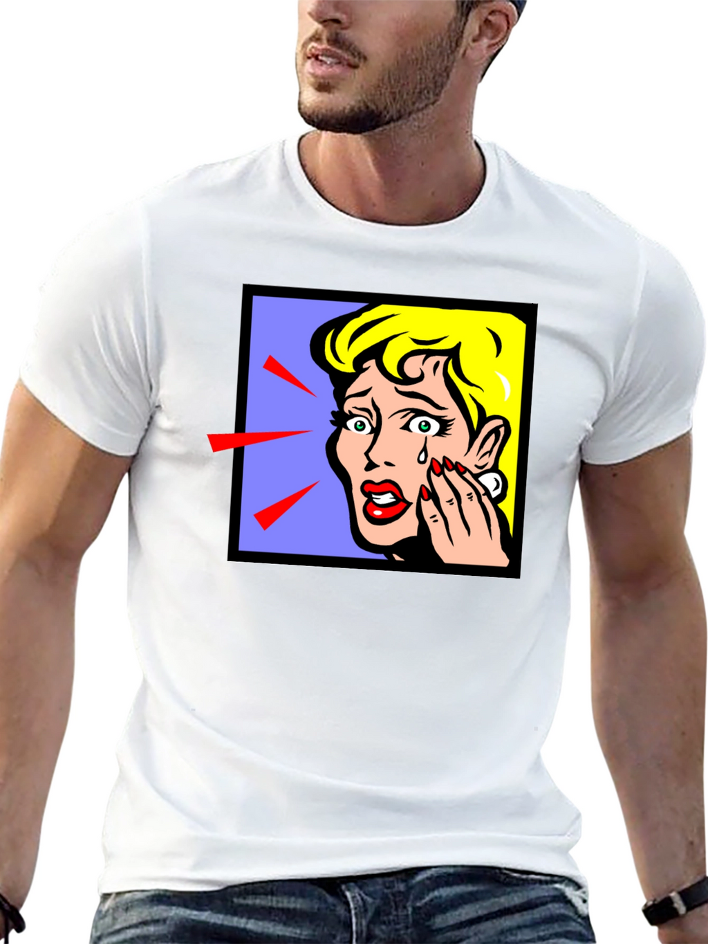 Pop Art Crying Woman Graphic T-Shirt