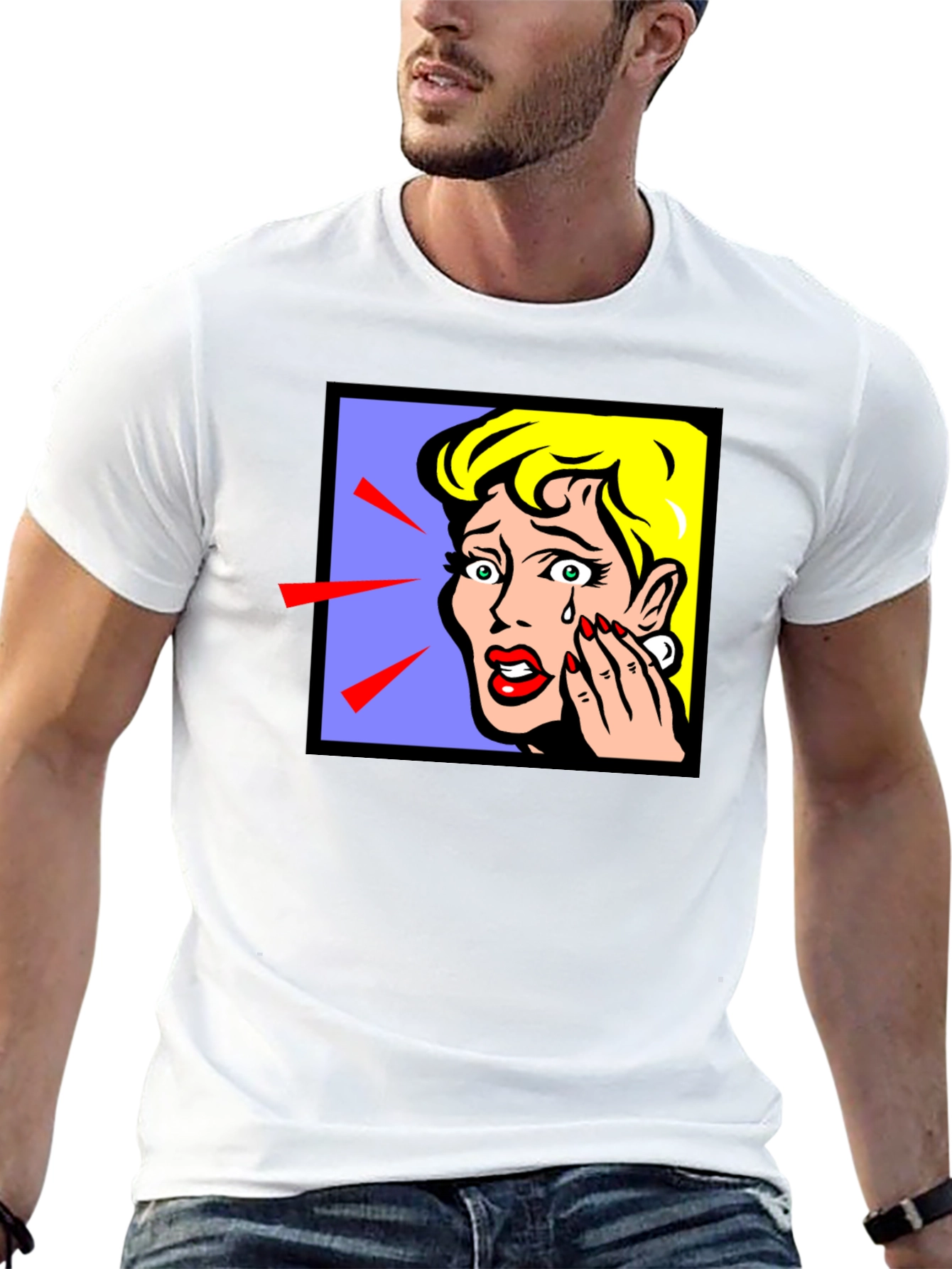 Pop Art Crying Woman Graphic T-Shirt