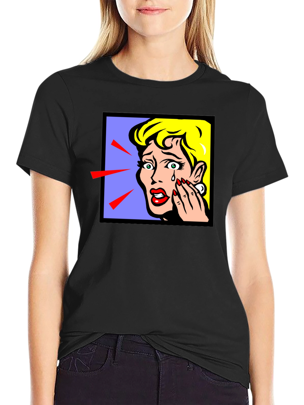 Pop Art Crying Woman Graphic T-Shirt