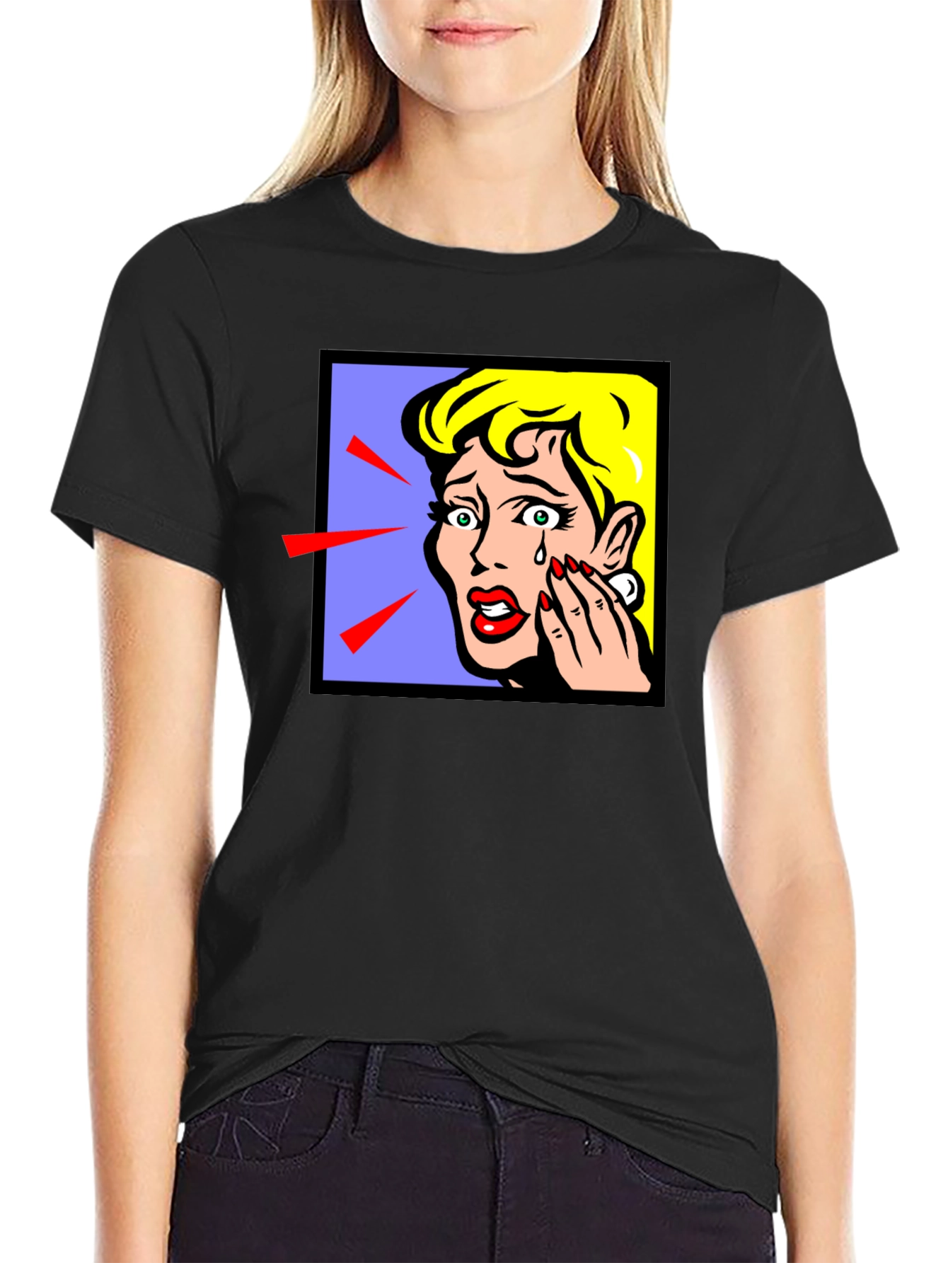Pop Art Crying Woman Graphic T-Shirt