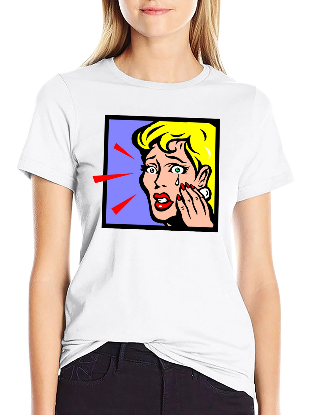 Pop Art Crying Woman Graphic T-Shirt