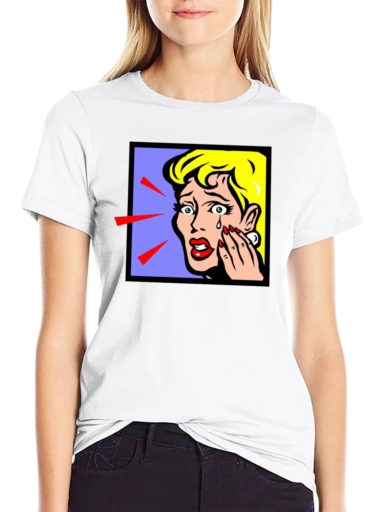 Pop Art Crying Woman Graphic T-Shirt