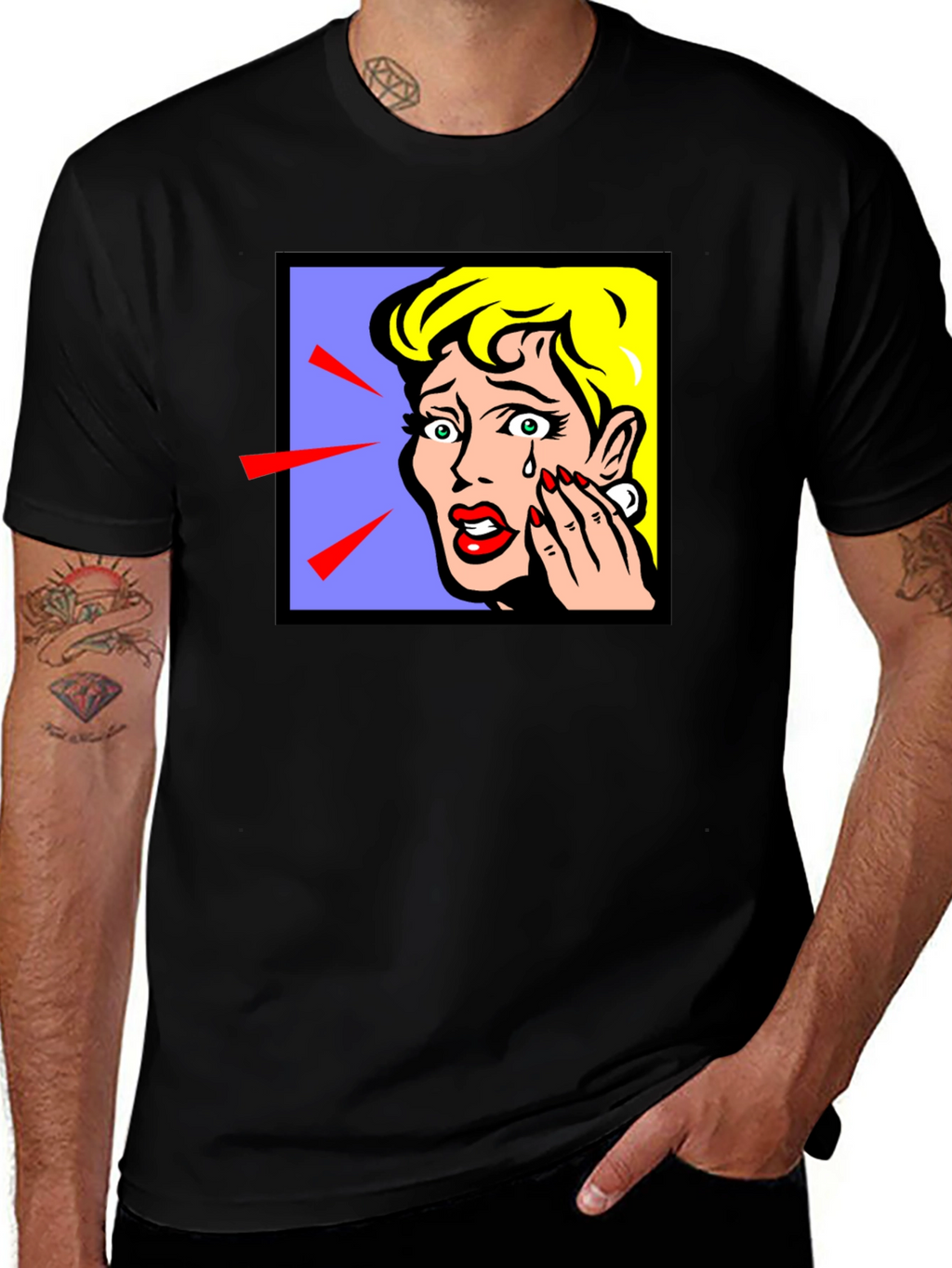 Pop Art Crying Woman Graphic T-Shirt