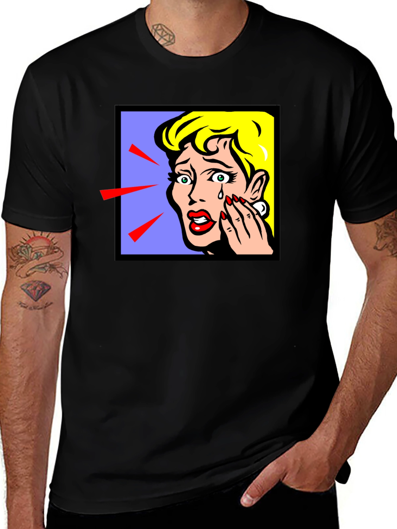 Pop Art Crying Woman Graphic T-Shirt