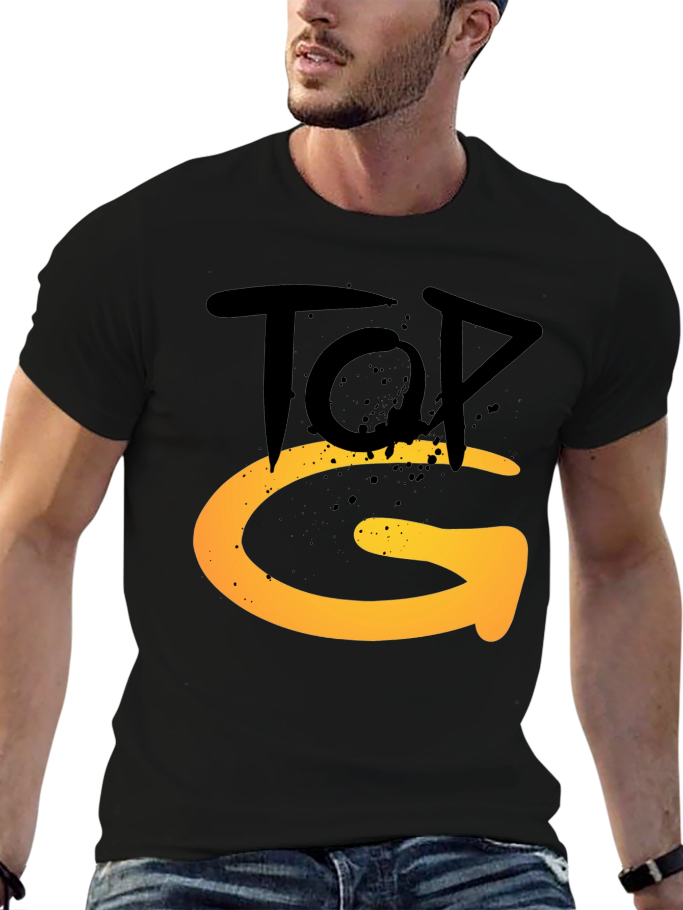 Top G Graphic Tee - Stylish Mens Black T-Shirt