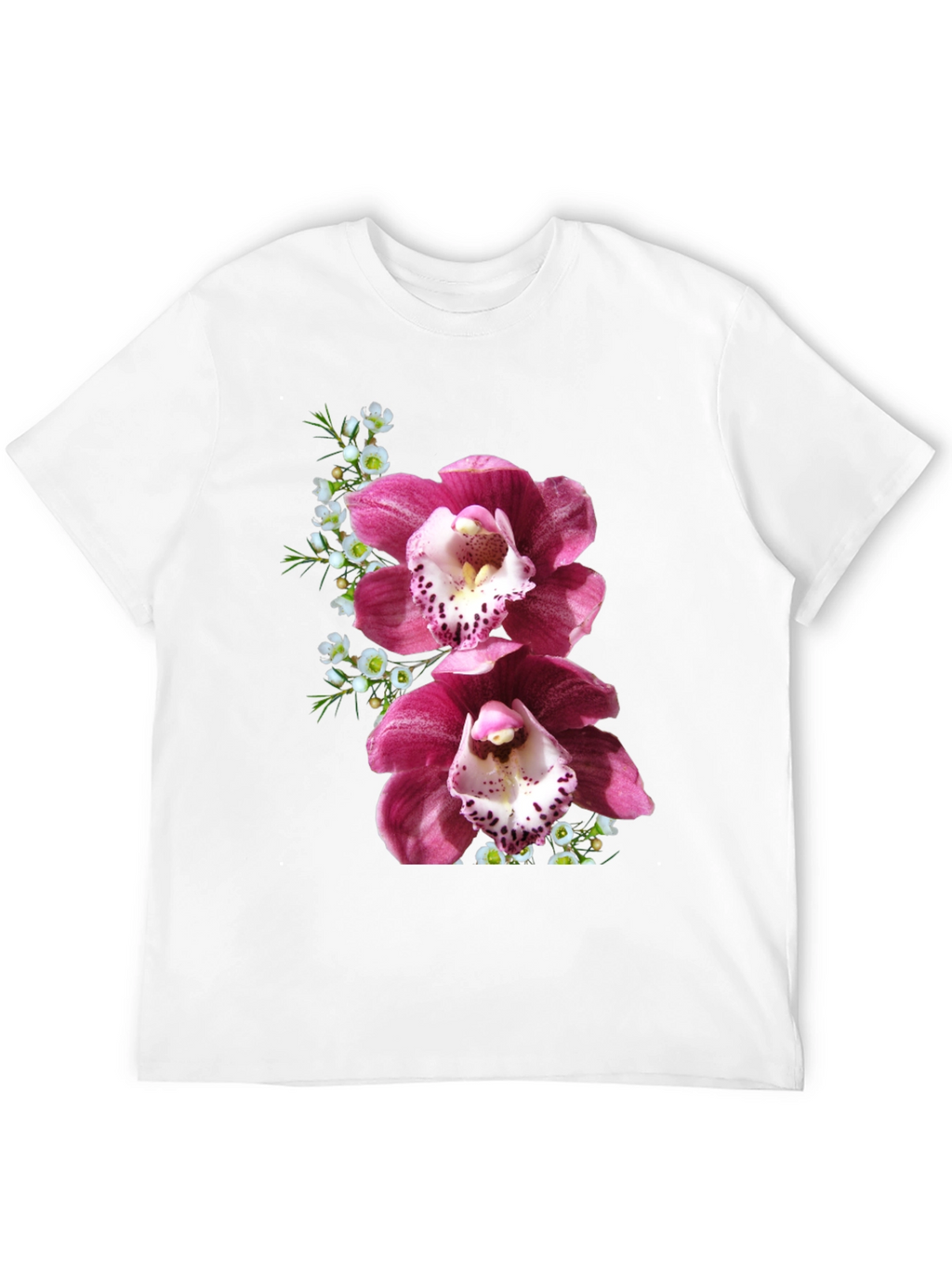 Floral Orchid Print T-Shirt - Black