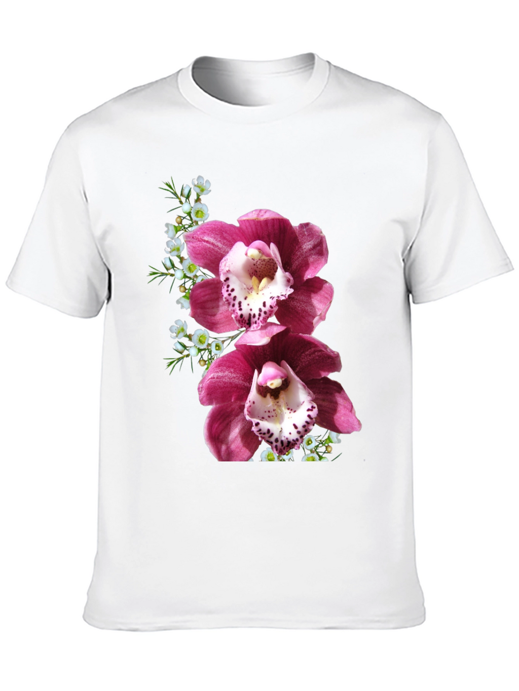 Floral Orchid Print T-Shirt - Black