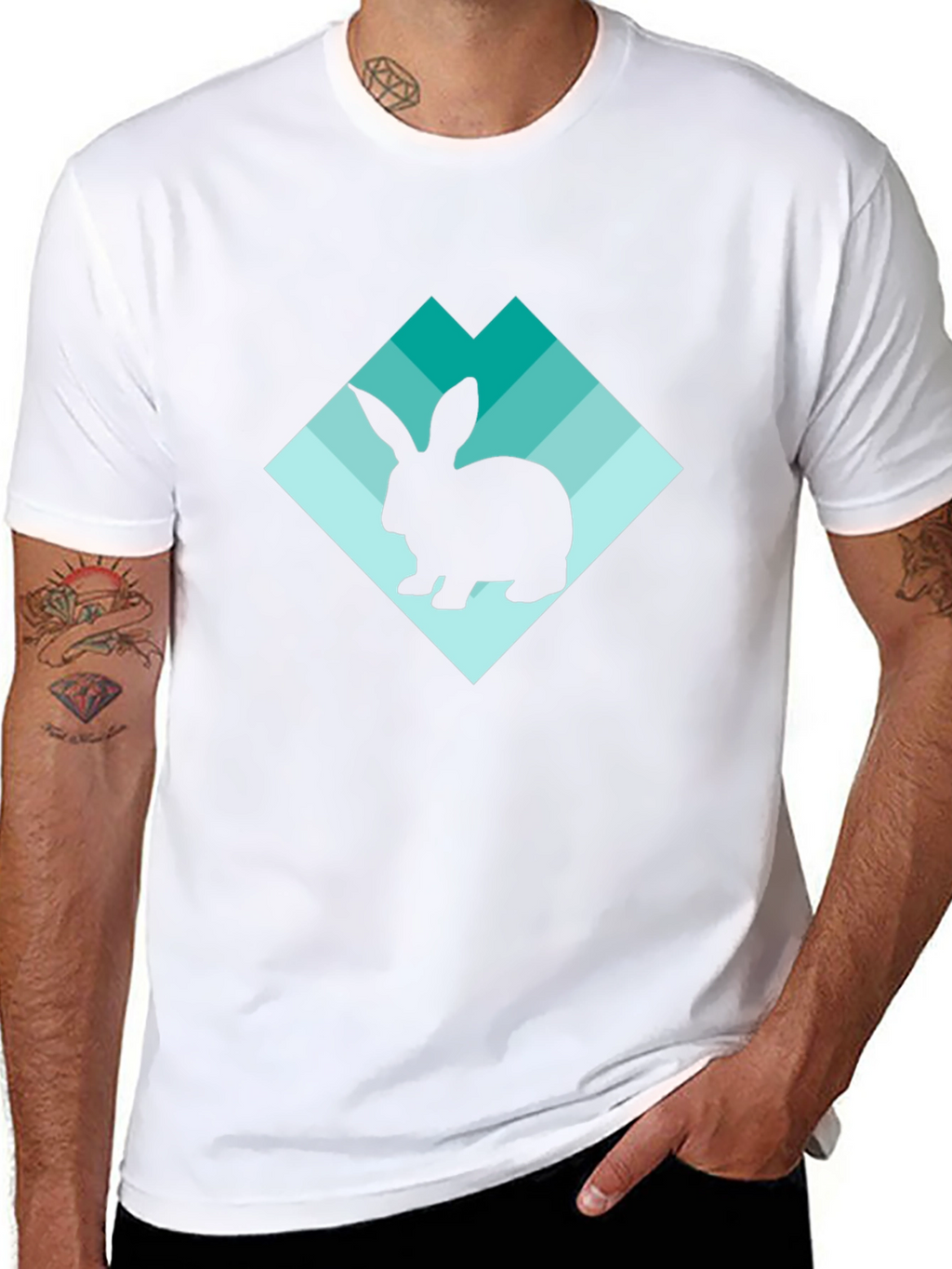 Rabbit Silhouette Graphic Black T-Shirt
