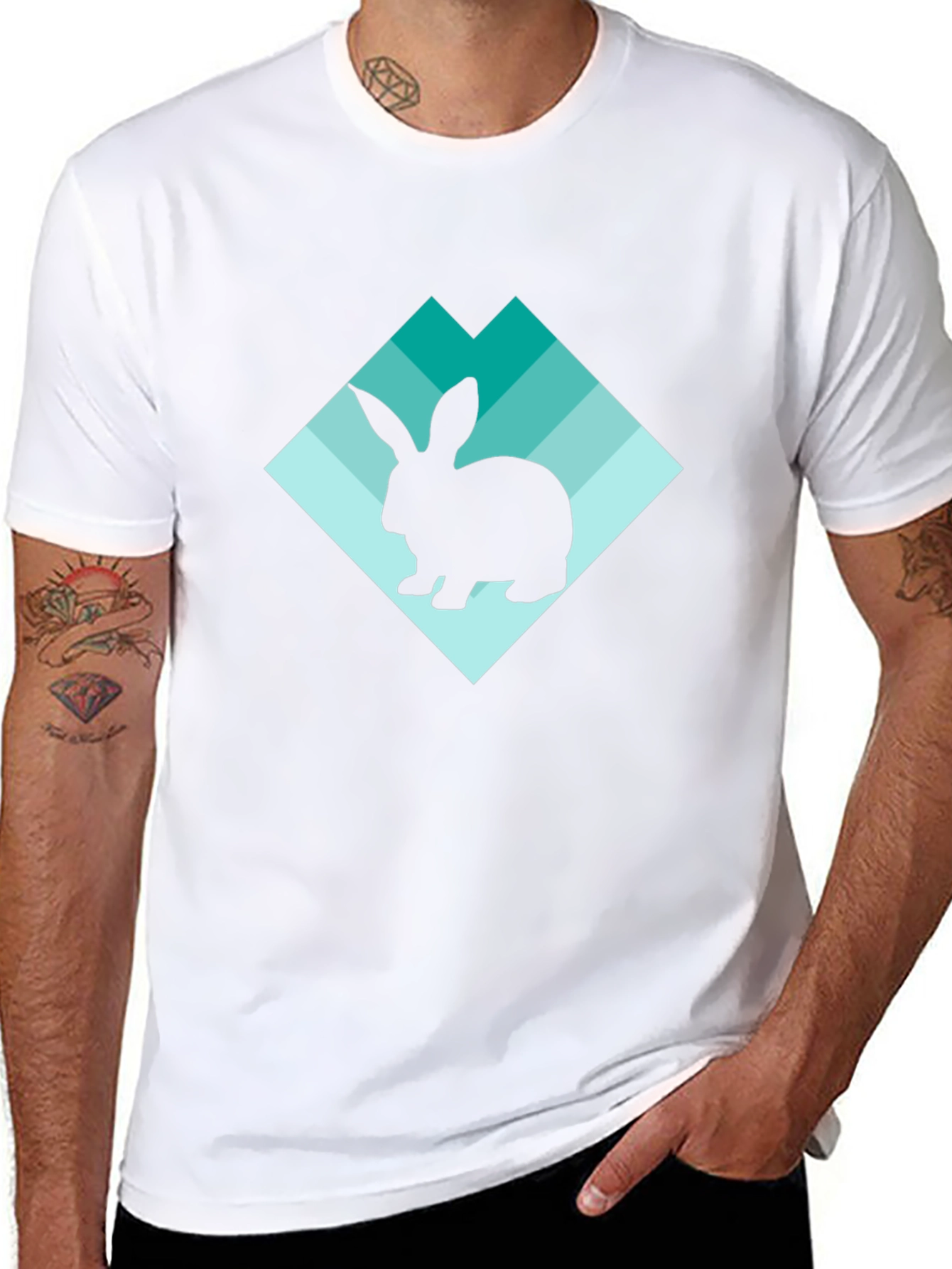 Rabbit Silhouette Graphic Black T-Shirt