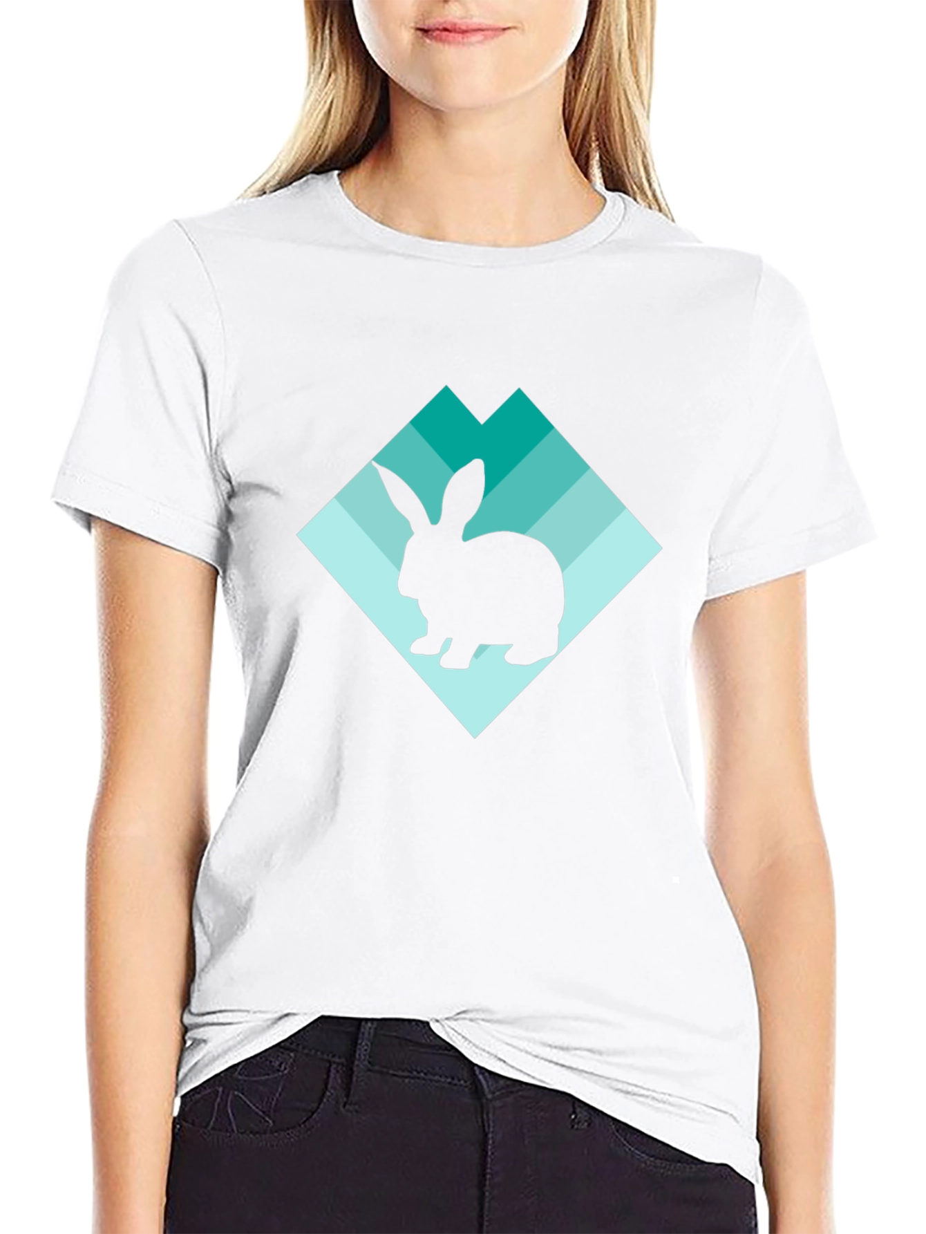 Rabbit Silhouette Graphic Black T-Shirt