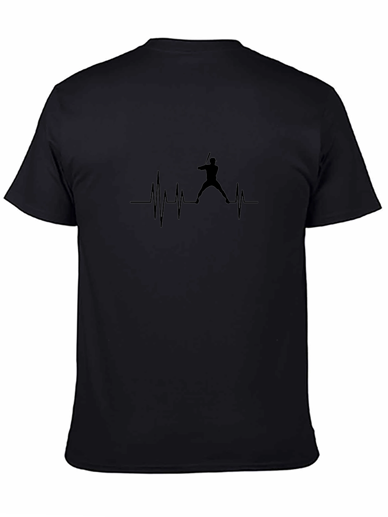 Baseball Heartbeat T-Shirt - Black