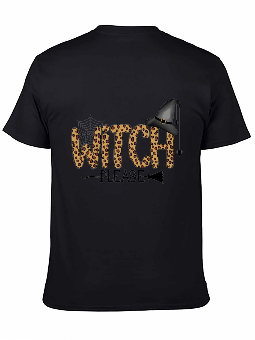Witch Please Leopard Print Graphic Tee - Halloween