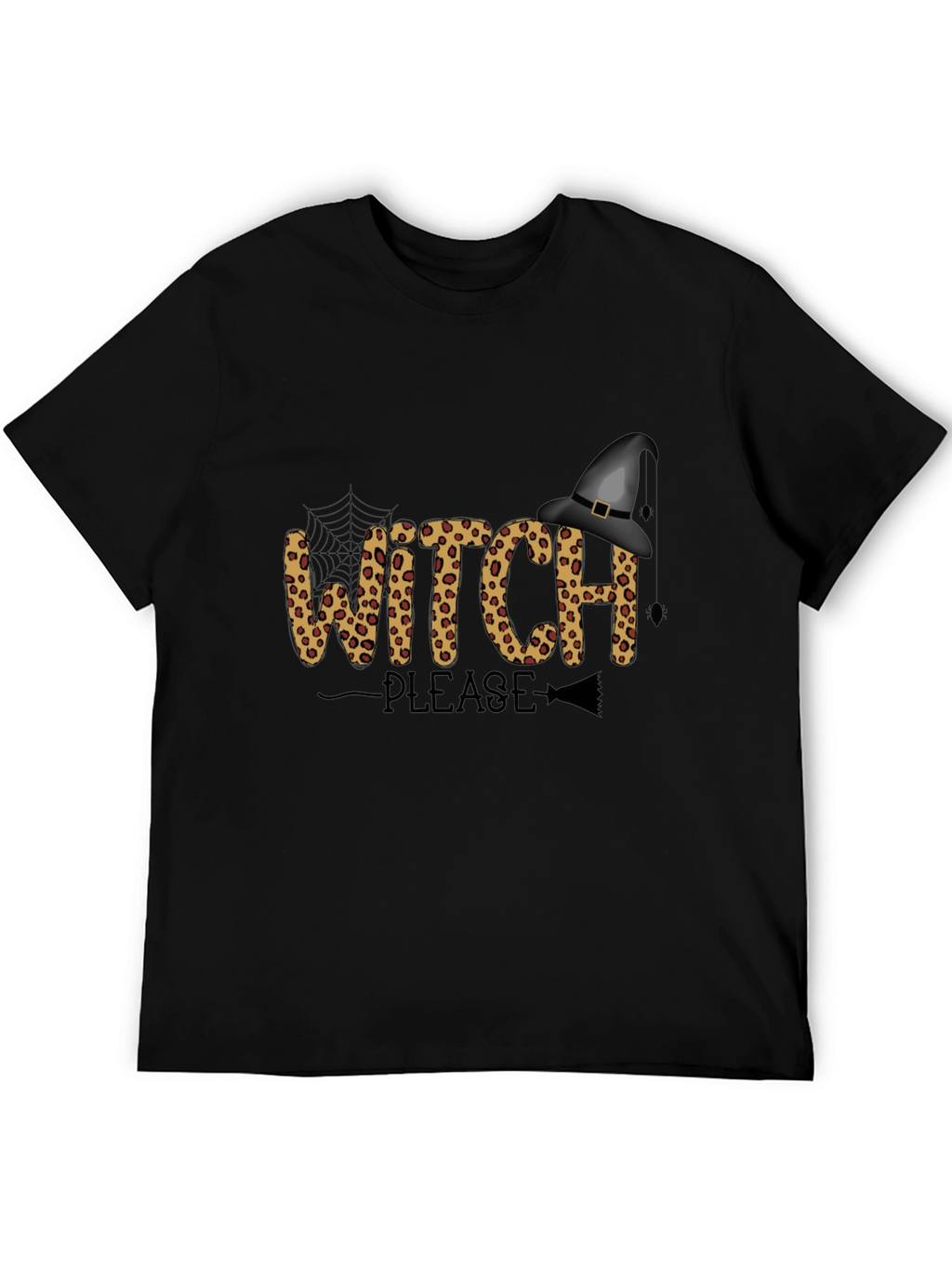 Witch Please Leopard Print Graphic Tee - Halloween