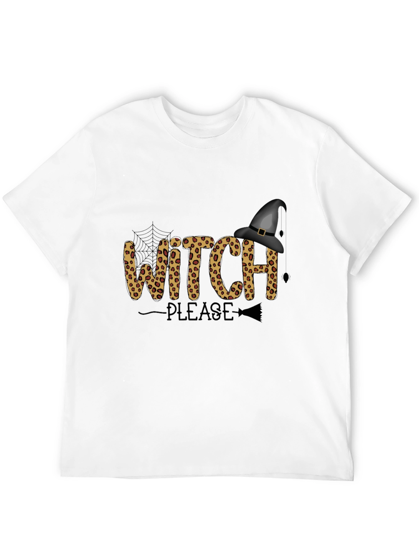 Witch Please Leopard Print Graphic Tee - Halloween