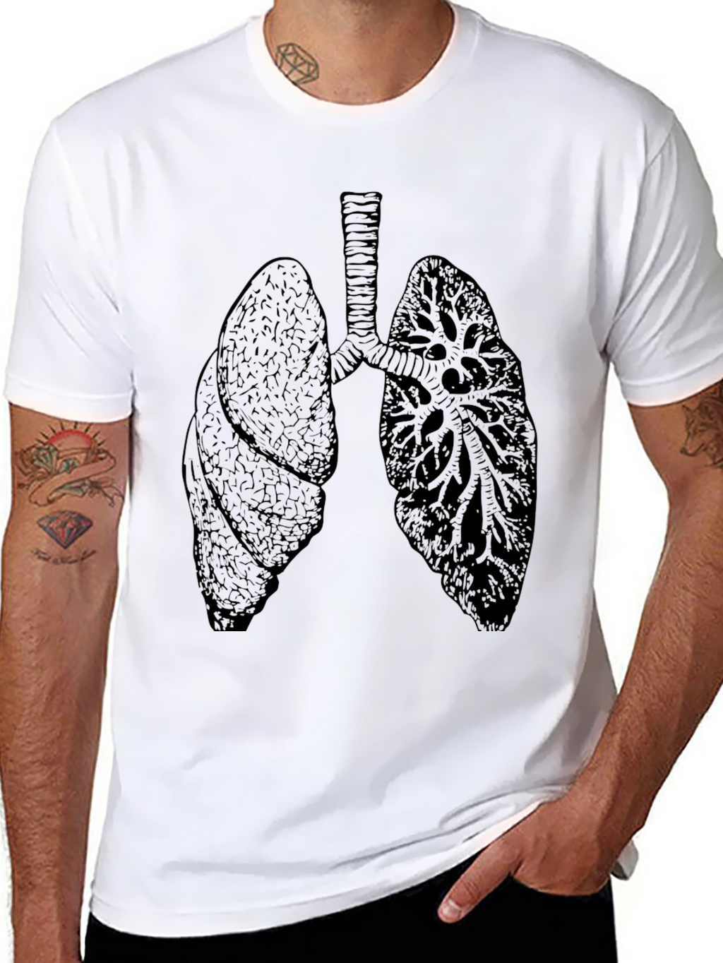 Lung Anatomy Graphic Tee - Unisex Black T-Shirt