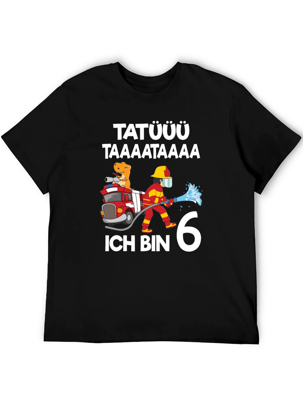 Firefighter Dinosaur 6th Birthday T-Shirt