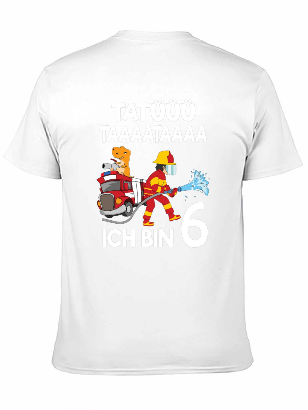 Firefighter Dinosaur 6th Birthday T-Shirt