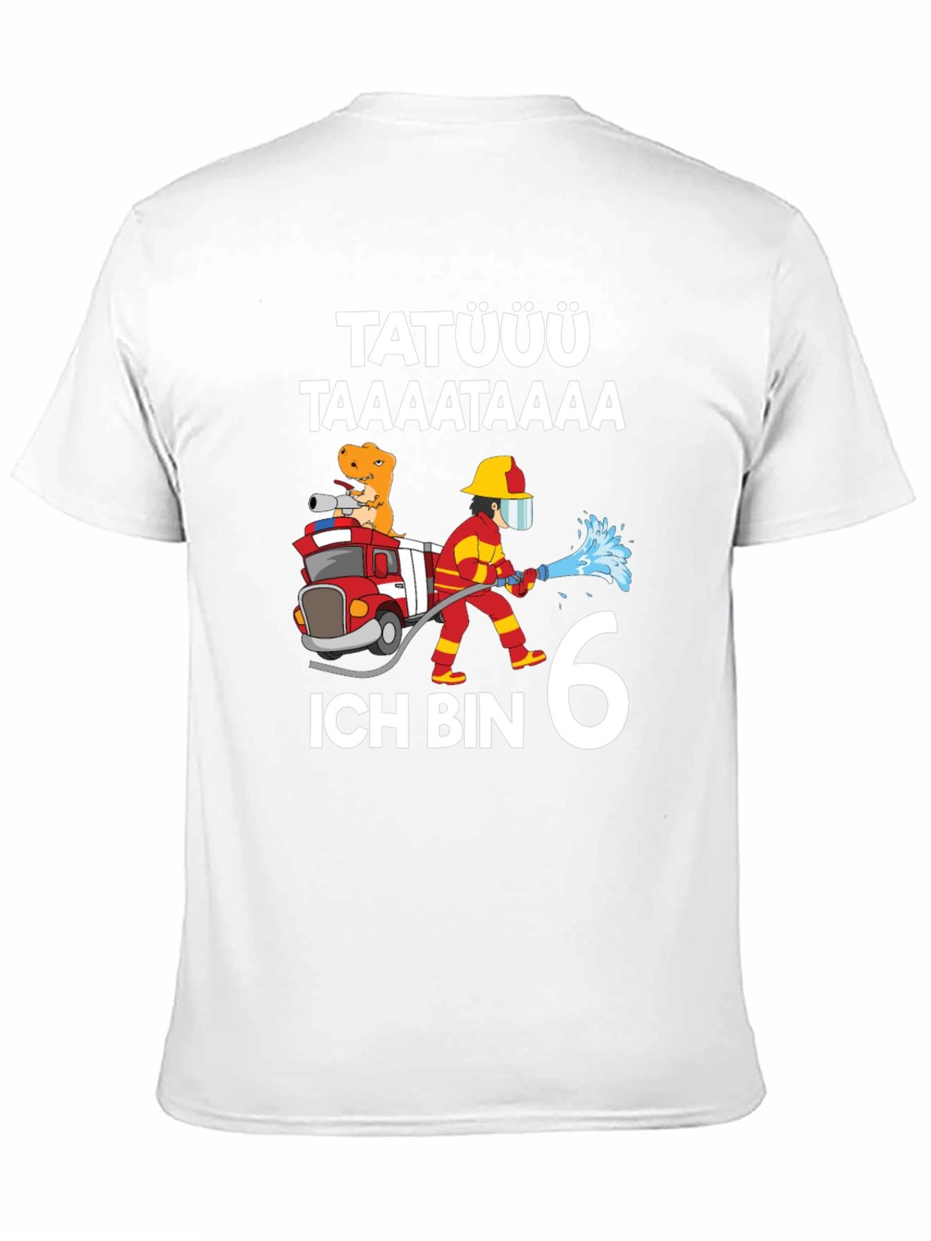 Firefighter Dinosaur 6th Birthday T-Shirt