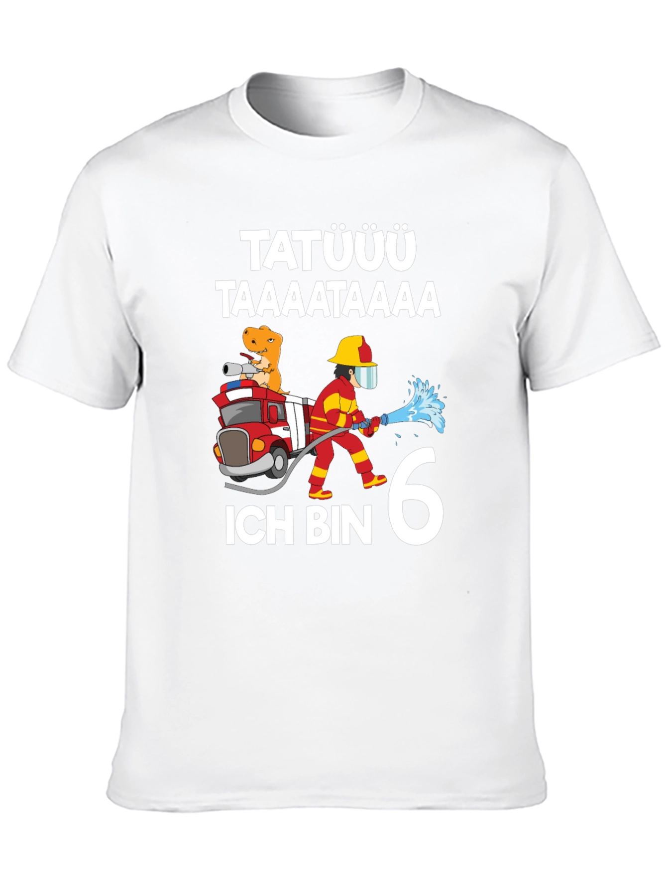 Firefighter Dinosaur 6th Birthday T-Shirt
