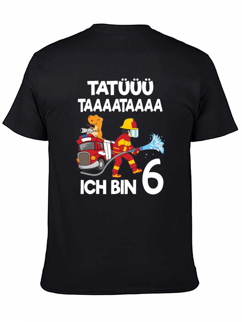 Firefighter Dinosaur 6th Birthday T-Shirt
