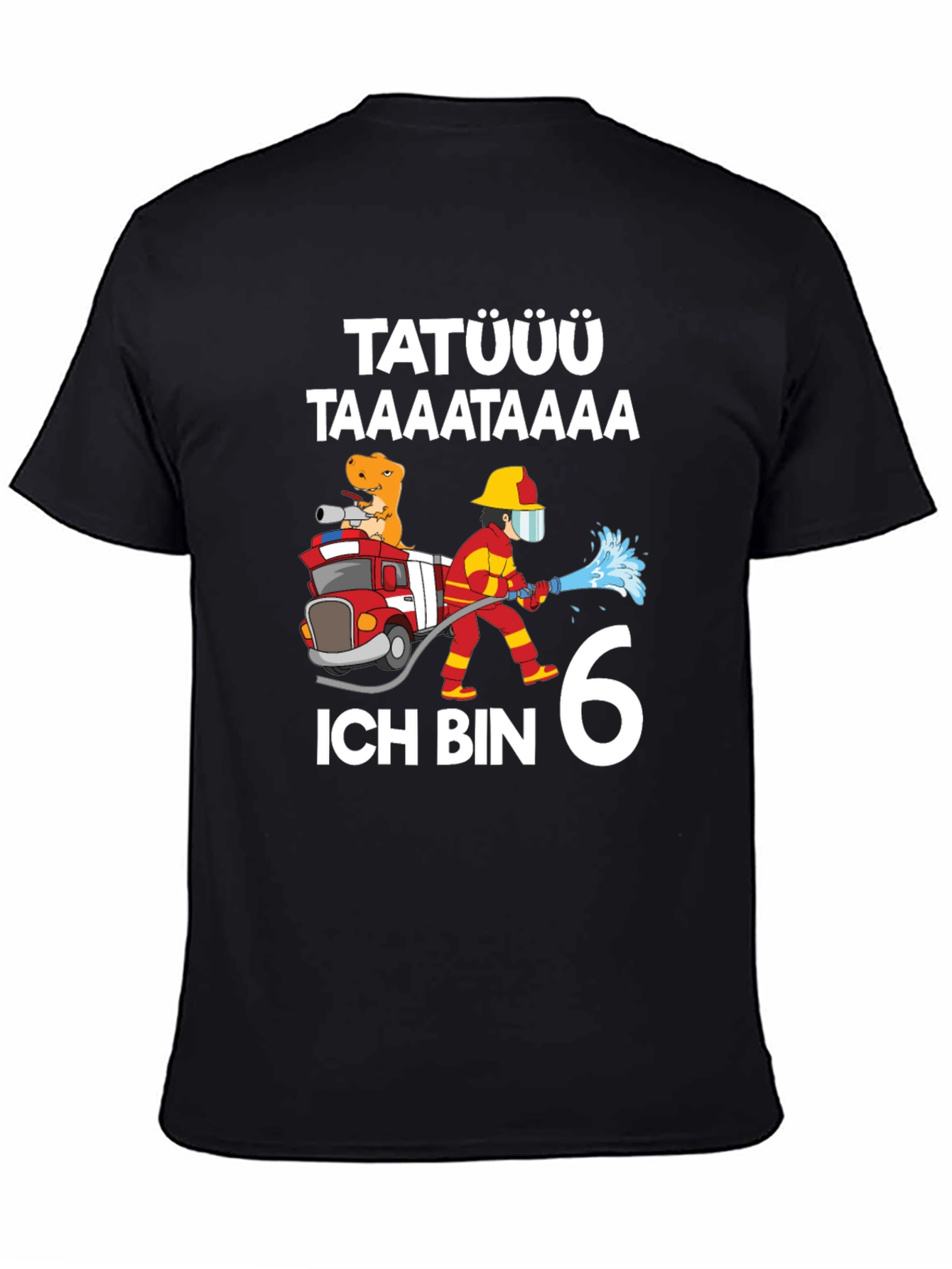 Firefighter Dinosaur 6th Birthday T-Shirt