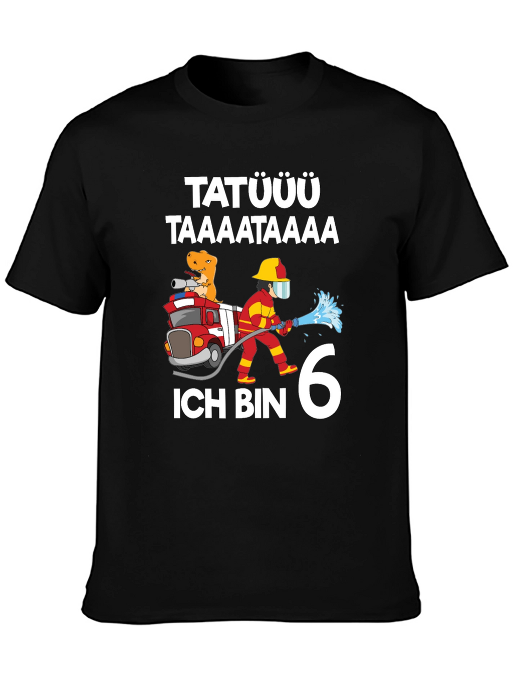 Firefighter Dinosaur 6th Birthday T-Shirt