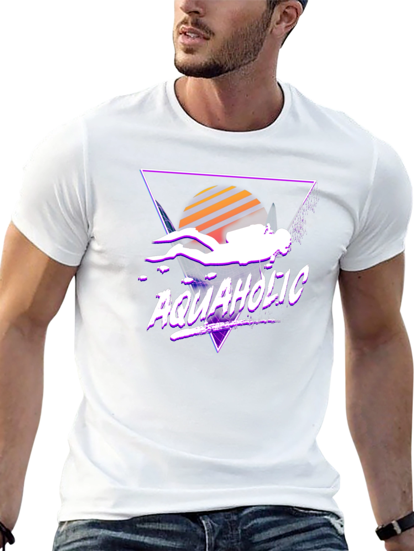 Aquaholic Scuba Diver Graphic Tee - Retro Style