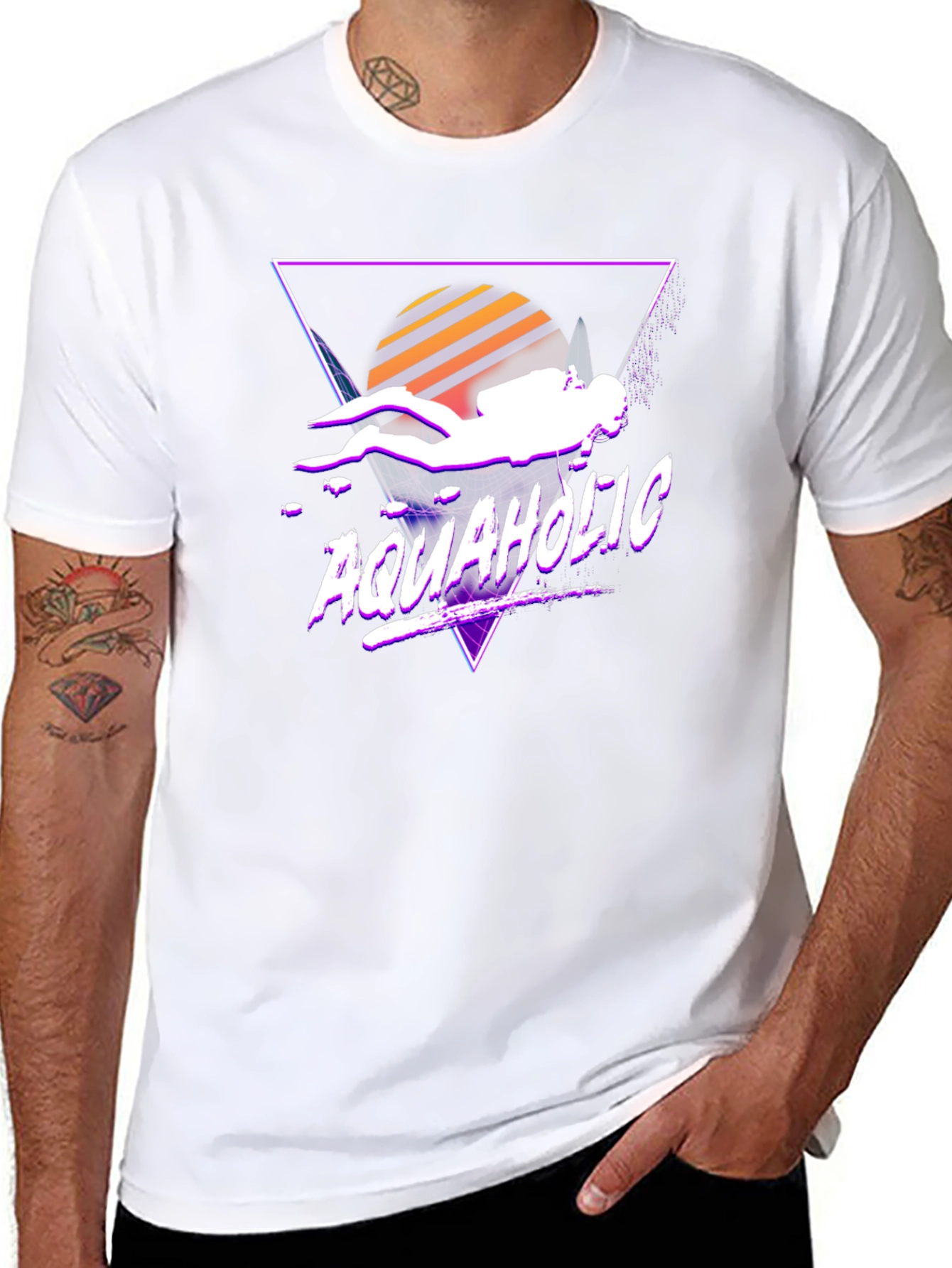 Aquaholic Scuba Diver Graphic Tee - Retro Style