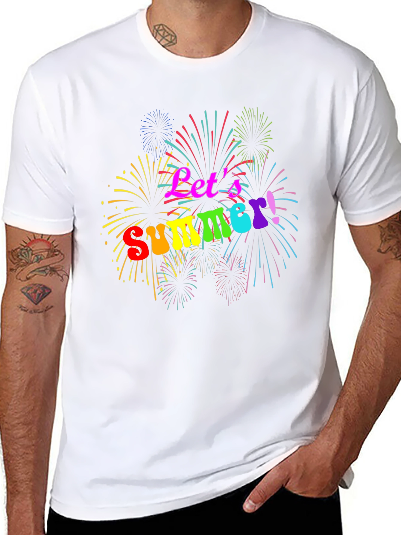Lets Summer! T-Shirt - Festive Fireworks Tee