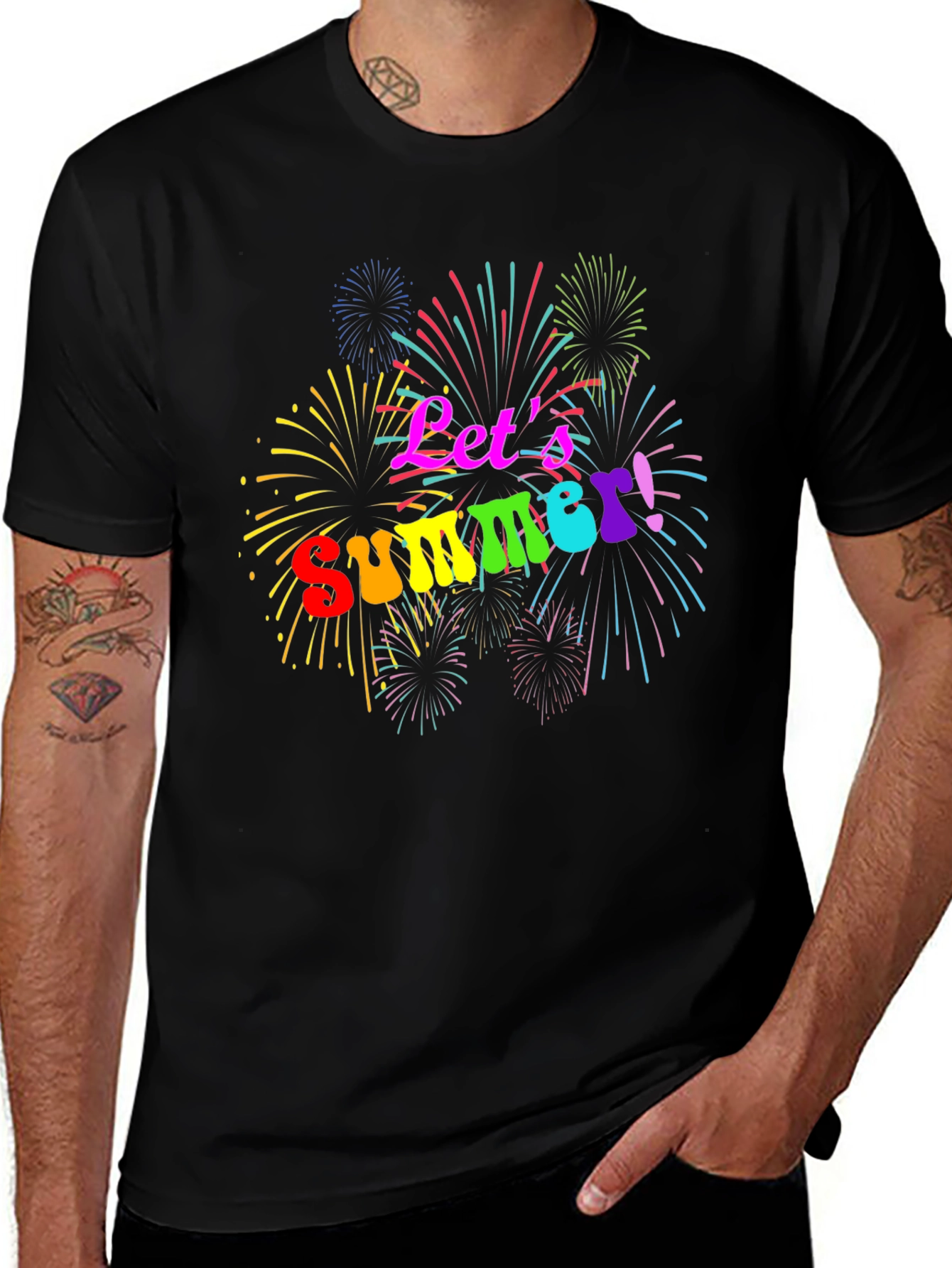 Lets Summer! T-Shirt - Festive Fireworks Tee